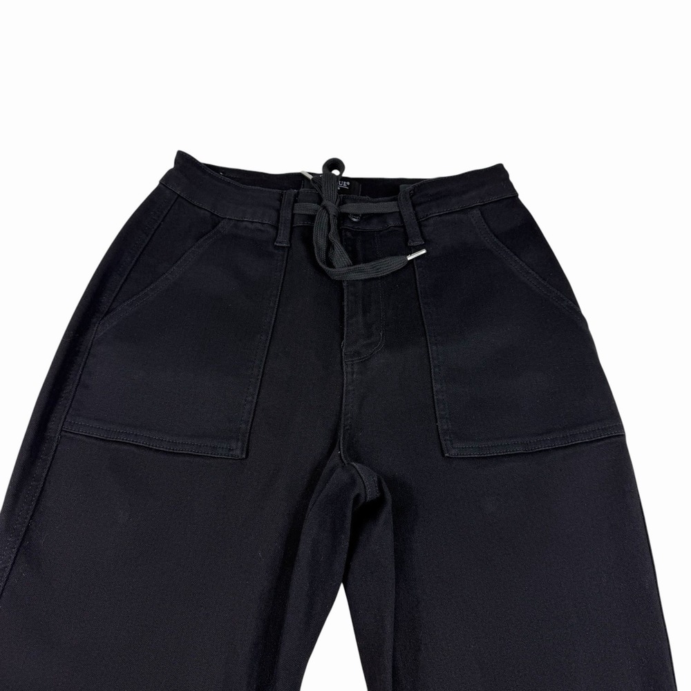 Judy Blue Jogger Pants Black High Rise Drawstring Utility Size 7/28 Stretch